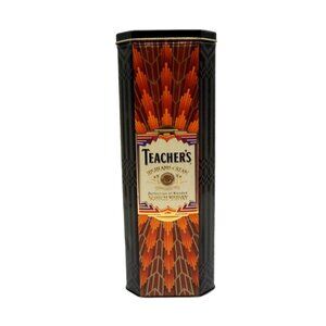 Teacher’s Highland Cream Scotch Whisky Art Deco Octagonal Tin Vintage 11.6"